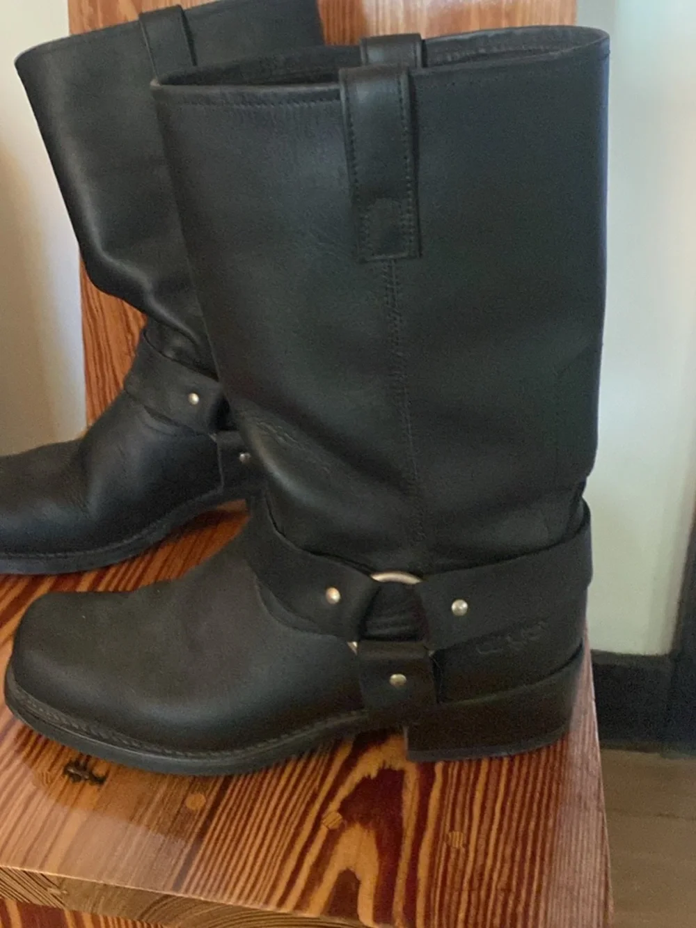 dingo Black Leather Harness Boots - Men's Black Boots